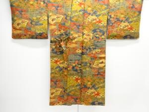 流水に草花模様ロング道中着